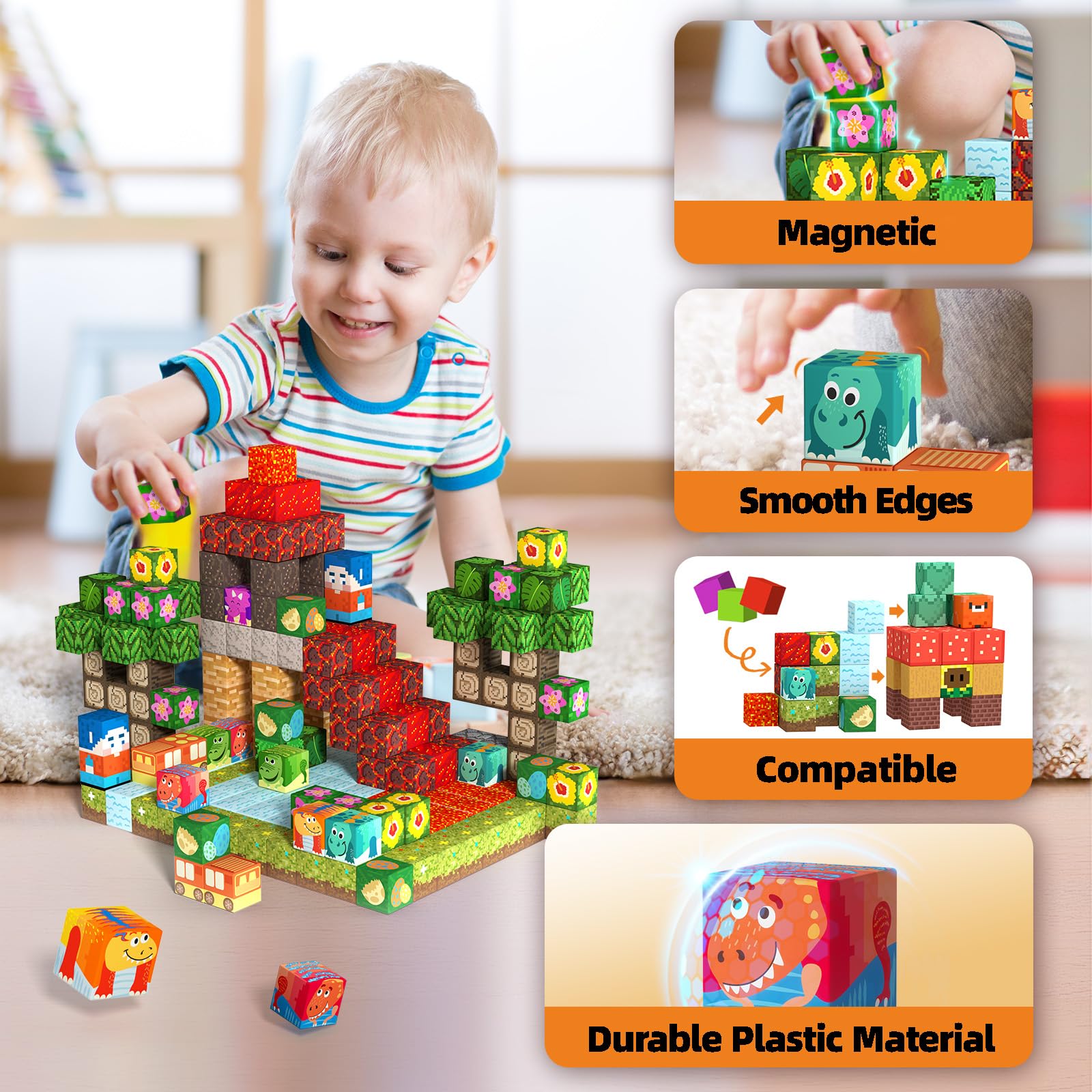 Foto 6 pulgar | Set Bloques Magnéticos Gobidex Magwonder World Volcano Dinosaur - Venta Internacional