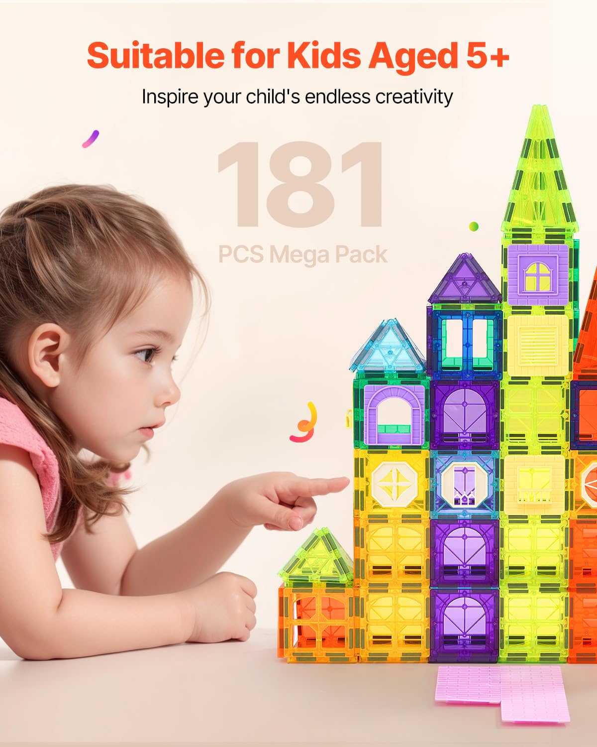 Foto 5 pulgar | Baldosas Magnéticas Vevor 181 Unidades Con Bases De Coche/noria Para Niños De 3 Años O Más - Venta Internacional.