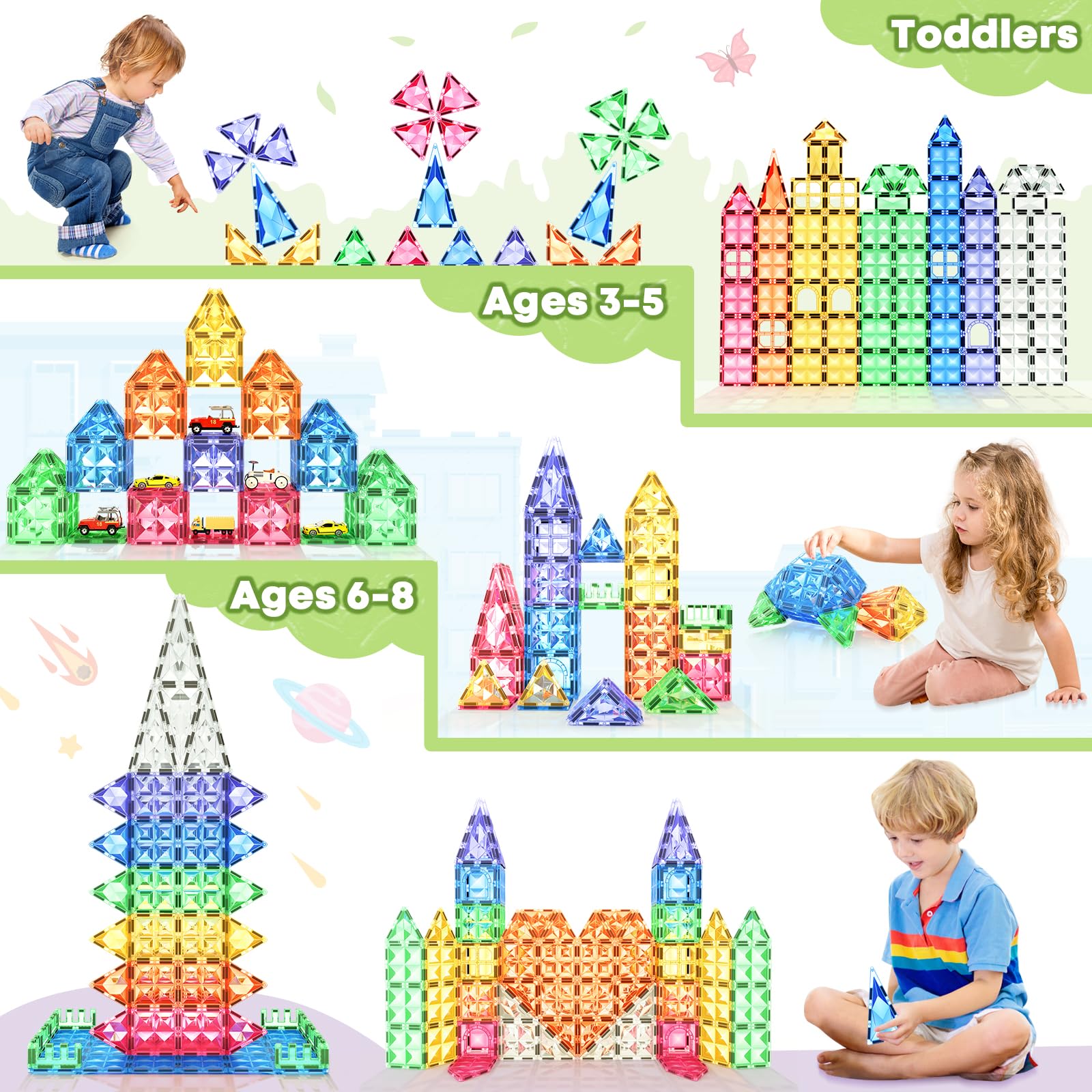 Foto 2 | Bloques De Construcción Magnéticos Toy Soyee Kids De 3 A 8 Años Con Azulejos - Venta Internacional.