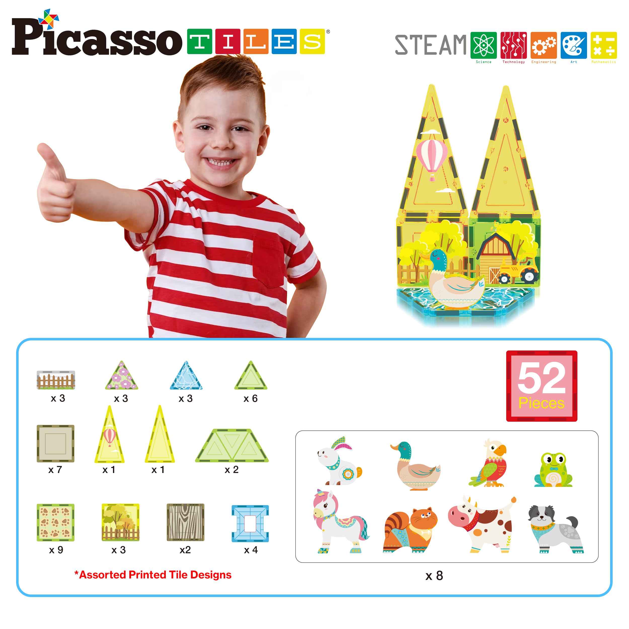 Foto 3 pulgar | Juego De Juguetes Con Bloques De Construcción Picassotiles Farm Animal Con 8 Figuras - Venta Internacional.