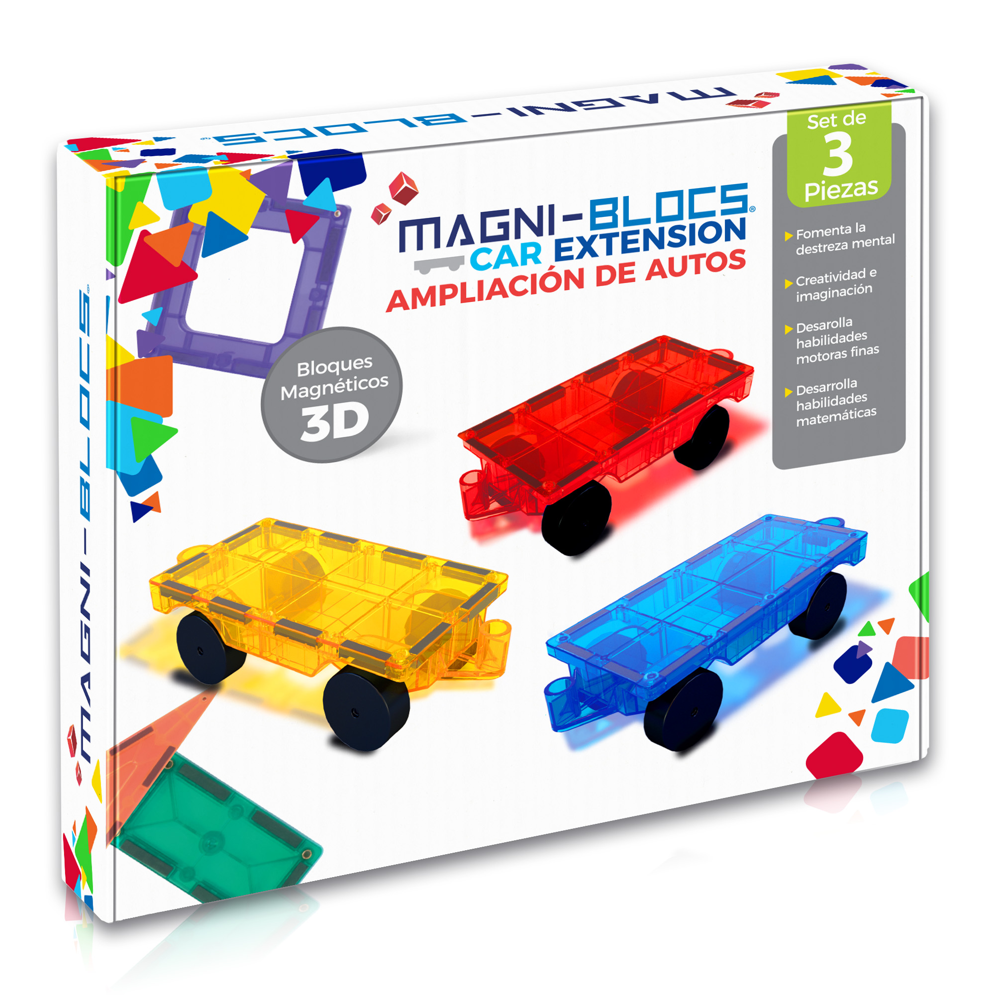 Foto 2 pulgar | Magni-blocs Set De 3 Carritos Magnéticos Para Niños Compatibles Con Bloques Magnéticos Diversión En Movimiento
