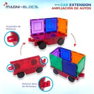 Foto 2 | Magni-blocs Set De 3 Carritos Magnéticos Para Niños Compatibles Con Bloques Magnéticos Diversión En Movimiento