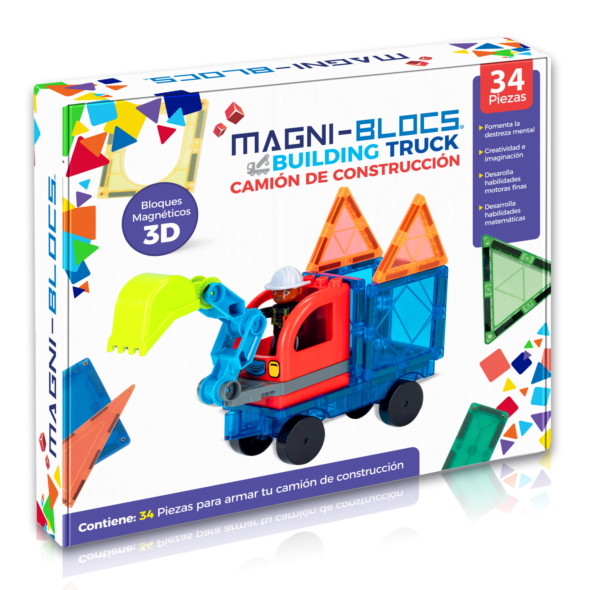 Foto 1 | Magni-blocs Camión De Construcción Magnético 34 Piezas Juego De Imanes Para Niños Compatible Con Bloques Magnéticos