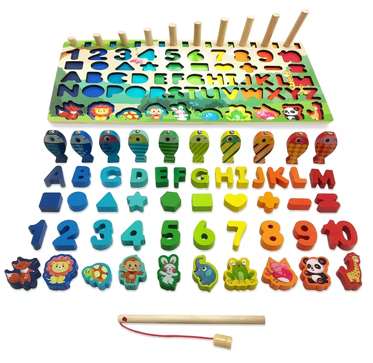 Foto 4 | Tablero Juego Educativo Pesca Letra Número Animal Rojo