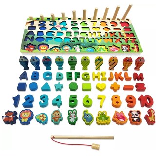 Foto 4 | Tablero Juego Educativo Pesca Letra Número Animal Rojo