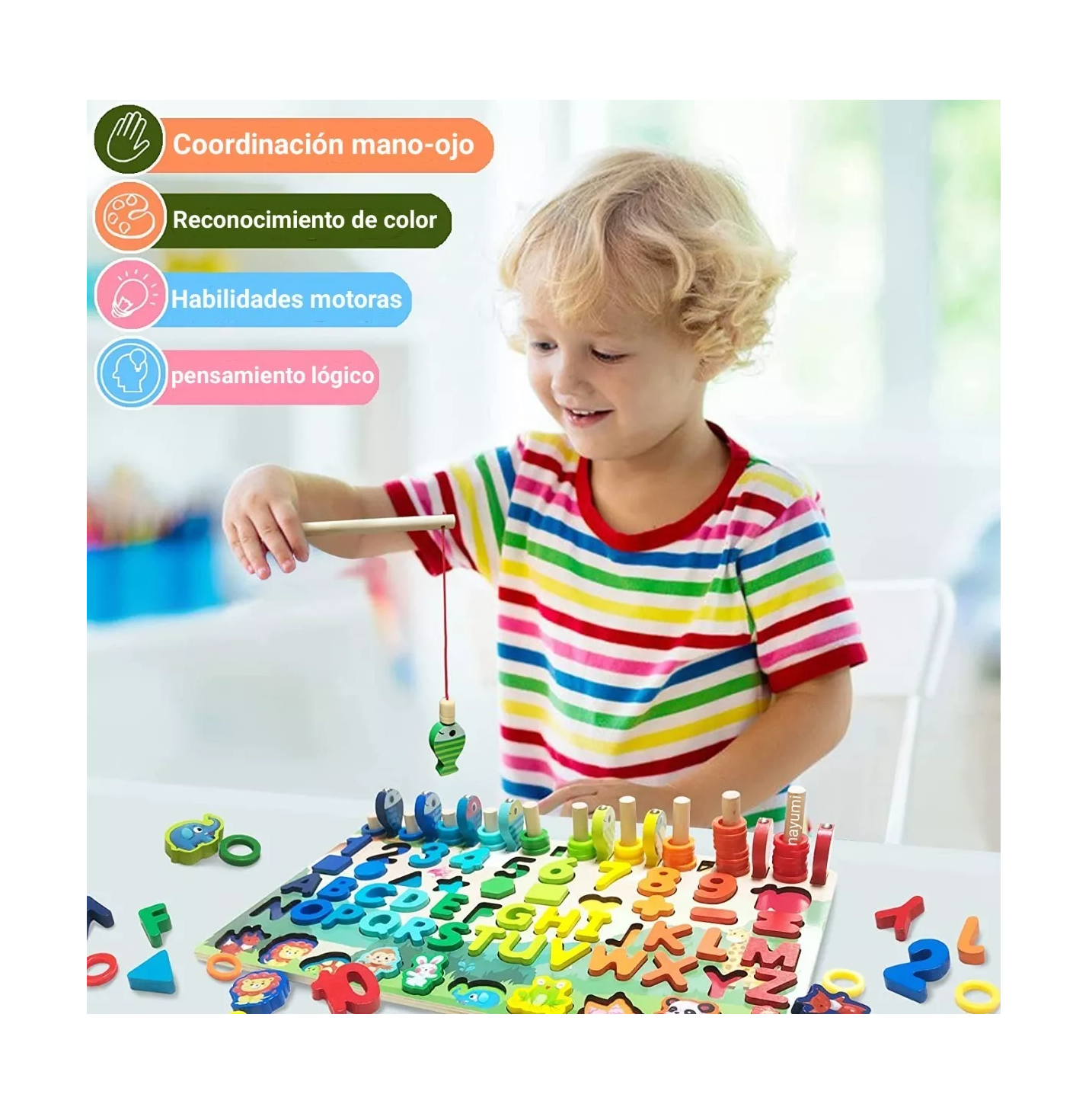 Foto 5 pulgar | Juego Educativo Nayumi Tablero Pesca Letras y Números