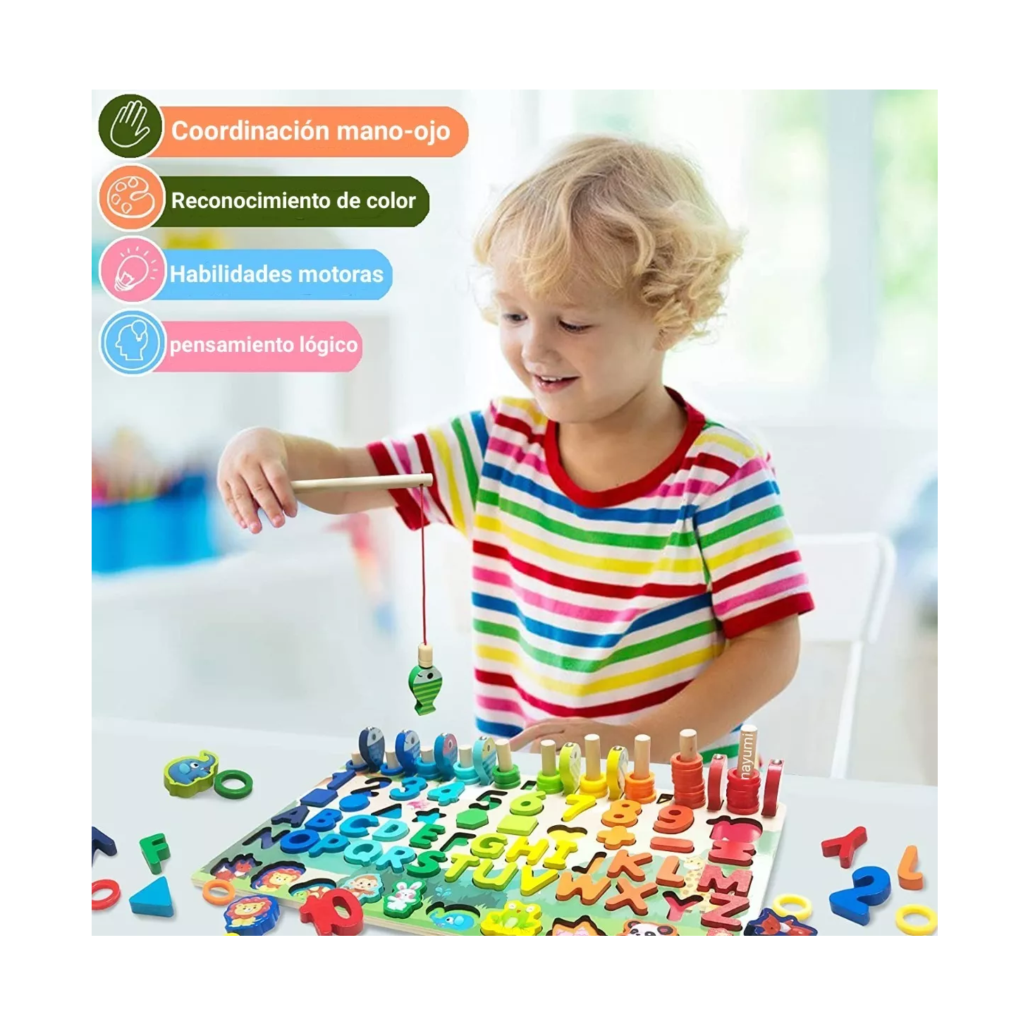 Foto 4 pulgar | Juego Educativo Nayumi Tablero Pesca Letras y Números