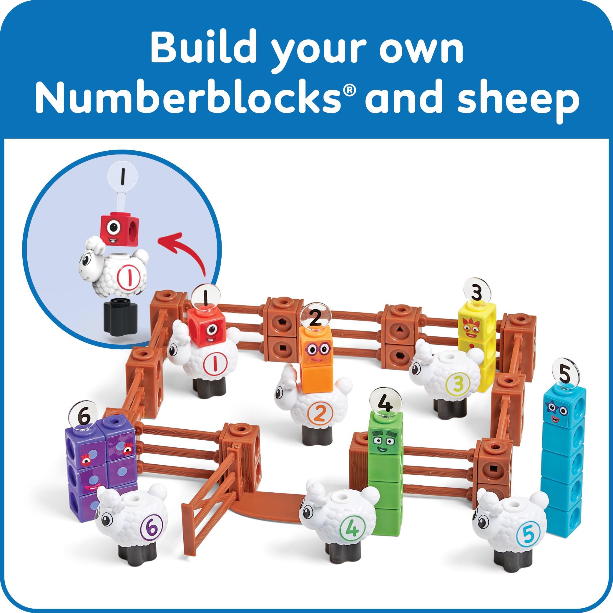 Foto 6 pulgar | Conjunto de Actividades Hand2Mind Numberblocks Sheep Farm Mathlink Cubes - Venta Internacional