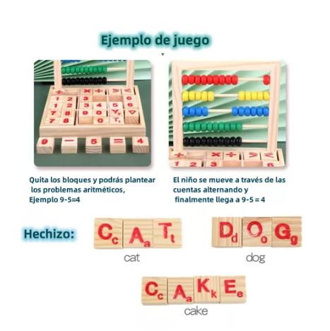 Foto 4 pulgar | Juguete Ábaco Didáctico Matemática Bloques Madera