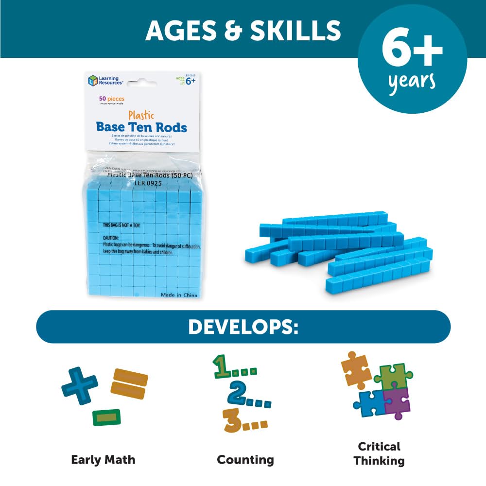Foto 6 pulgar | Juego De 50 Recursos De Aprendizaje De Base Ten Rods Para Niños Mayores De 6 Años - Venta Internacional.