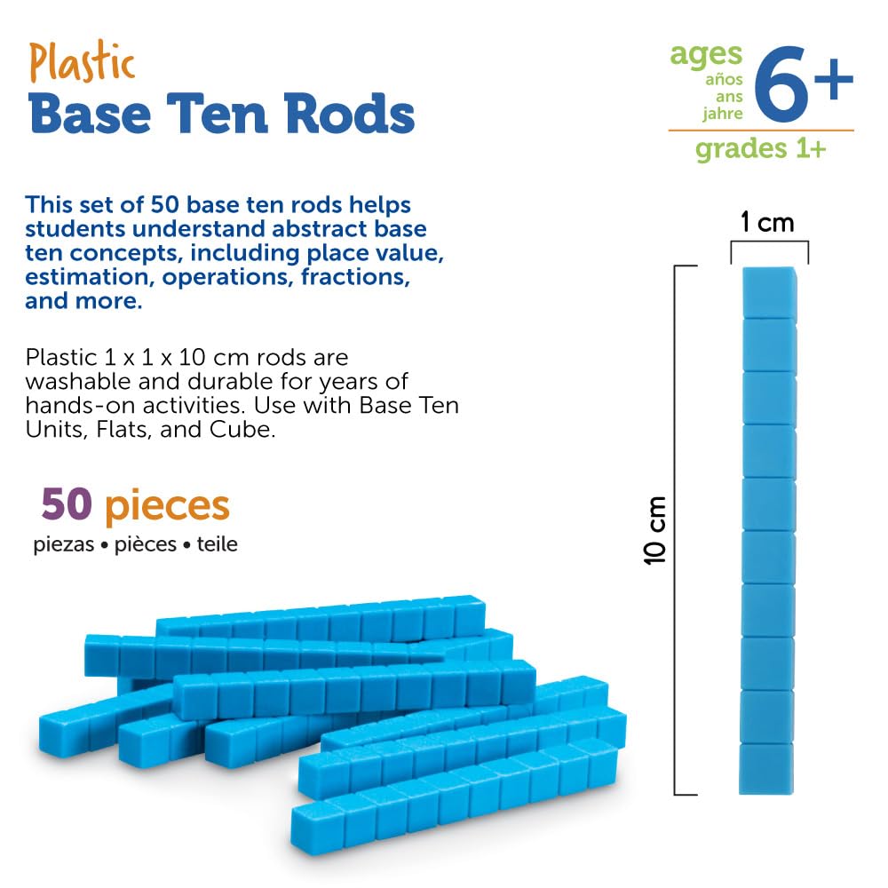 Foto 7 pulgar | Juego De 50 Recursos De Aprendizaje De Base Ten Rods Para Niños Mayores De 6 Años - Venta Internacional.