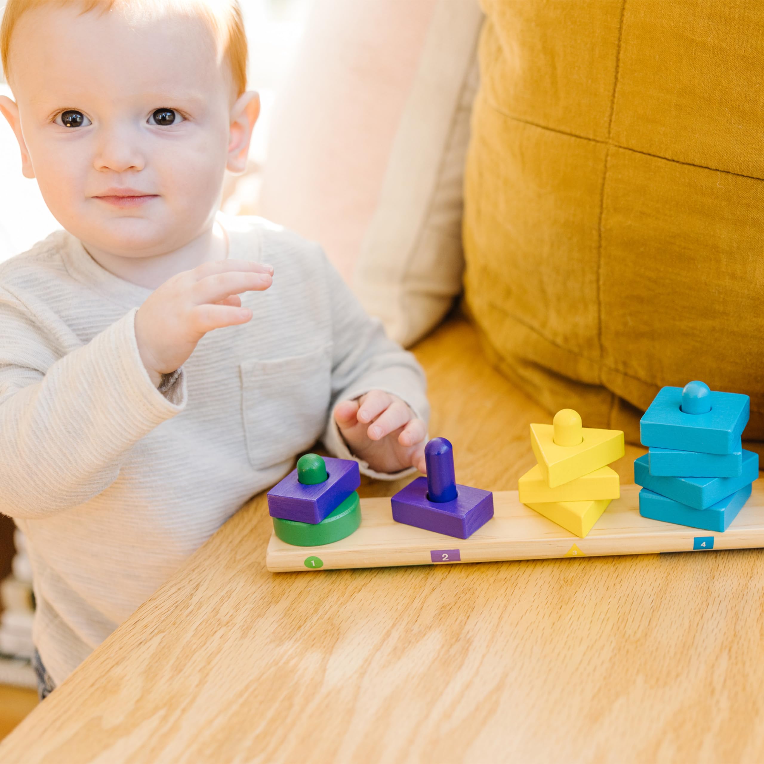 Foto 5 | Tablero Para Apilar Y Clasificar Toy Melissa & Doug De Madera Para 2 Años Con 15 Piezas - Venta Internacional.
