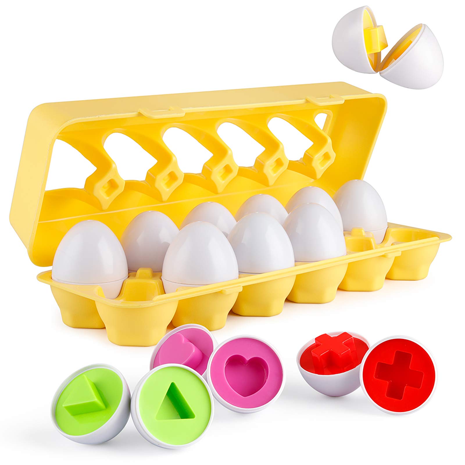 Juego Matching Eggs Coogam De 12 Piezas Con Reconocimiento De Colores Y Formas - Venta Internacional.