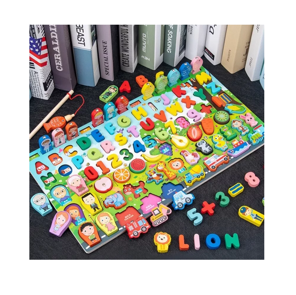 Foto 6 pulgar | Juego Educativo Tablero De Pesca Letra Número Animal Para Niños, Varios Colores