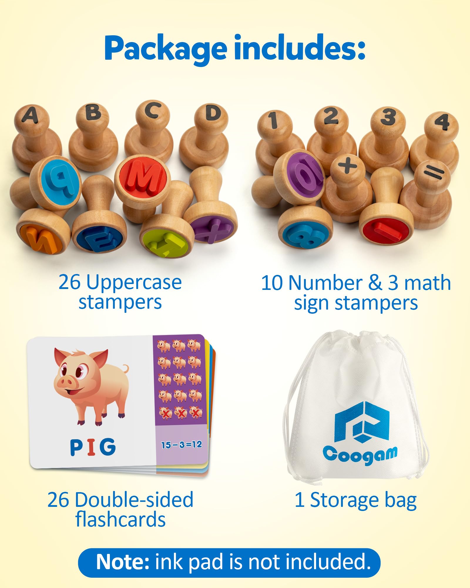 Foto 4 pulgar | Tarjeta Didáctica Con Estampado De Números Del Alfabeto De Madera Coogam - Venta Internacional.