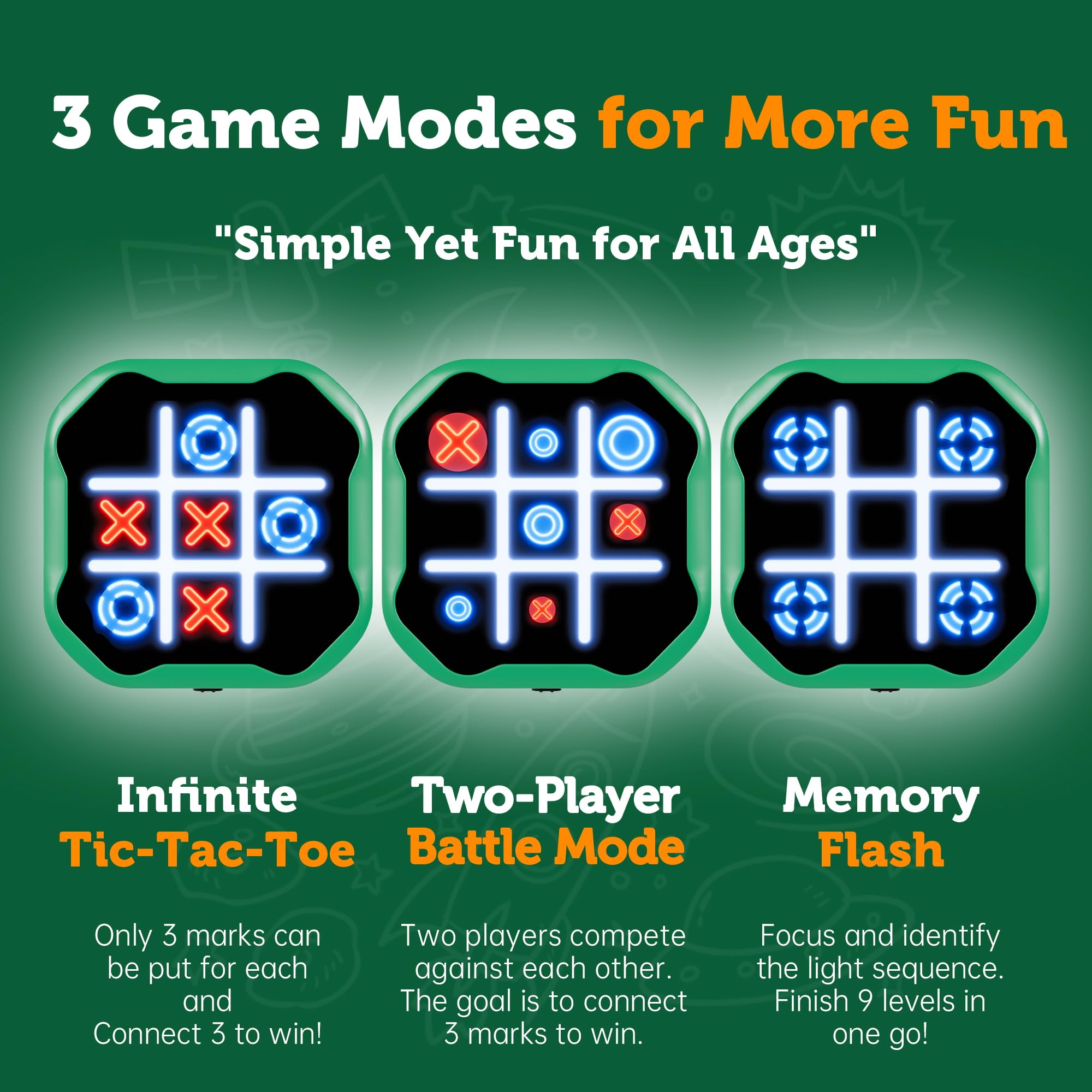 Foto 4 | Juego Tic Tac Toe Massrt 3 En 1 Electrónico Con Modo Silencioso - Venta Internacional.