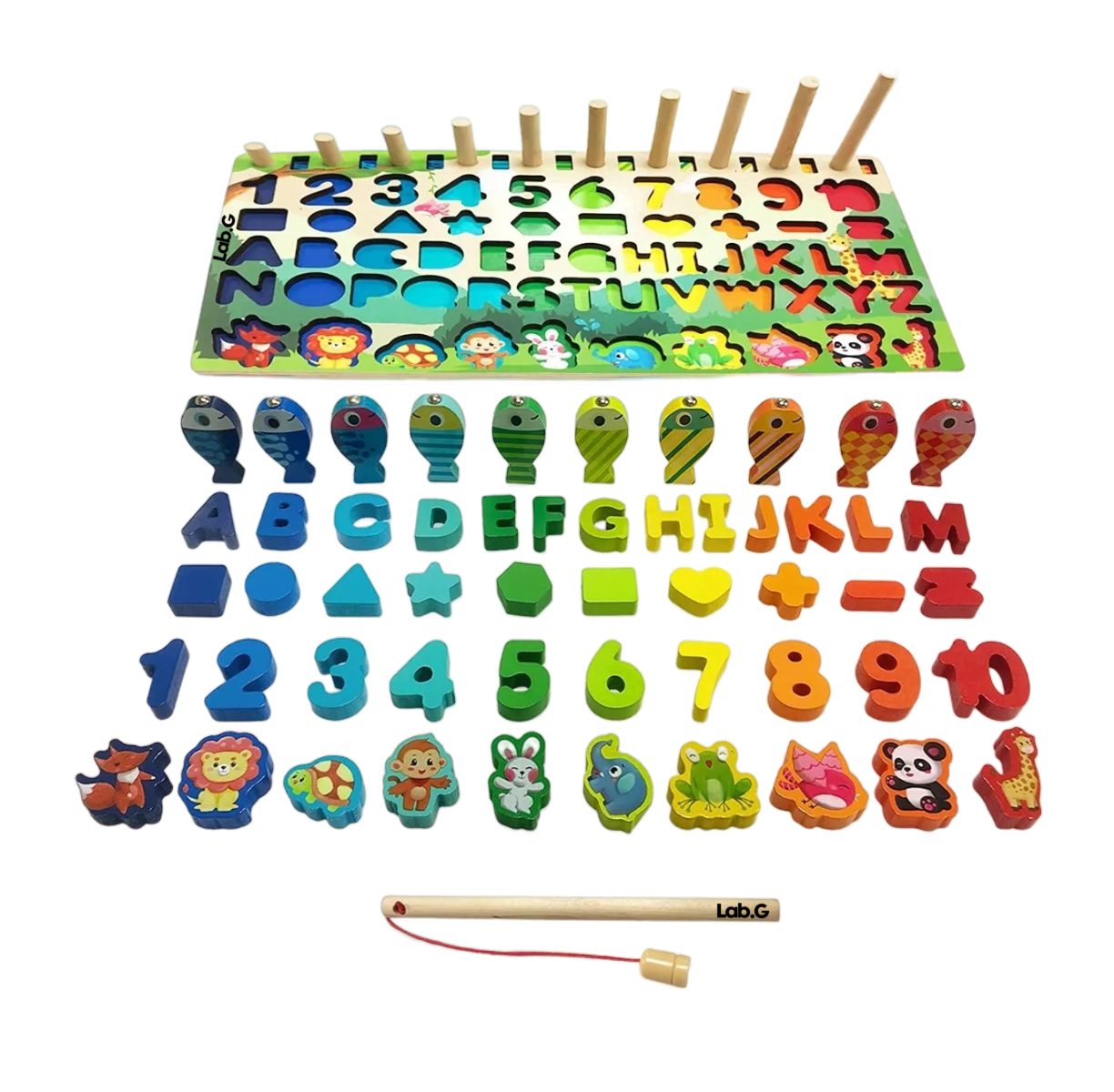 Foto 2 pulgar | Tablero De Pesca Juego Educativo Letra Número Animal Para Niños, Rojo