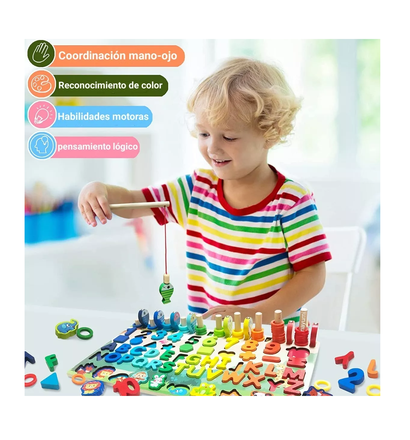 Foto 4 pulgar | Tablero De Pesca Juego Educativo Letra Número Animal Para Niños, Rojo