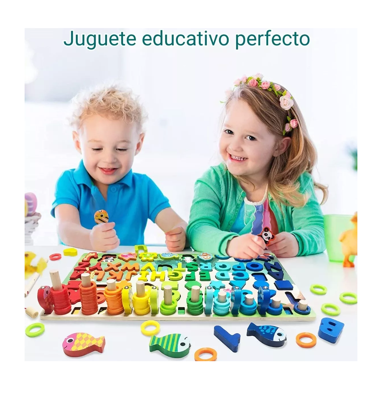 Foto 5 pulgar | Tablero De Pesca Juego Educativo Letra Número Animal Para Niños, Rojo