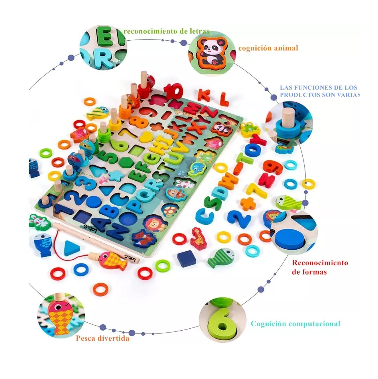 Foto 5 | Tablero De Pesca Juego Educativo Letra Número Animal Para Niños, Rojo