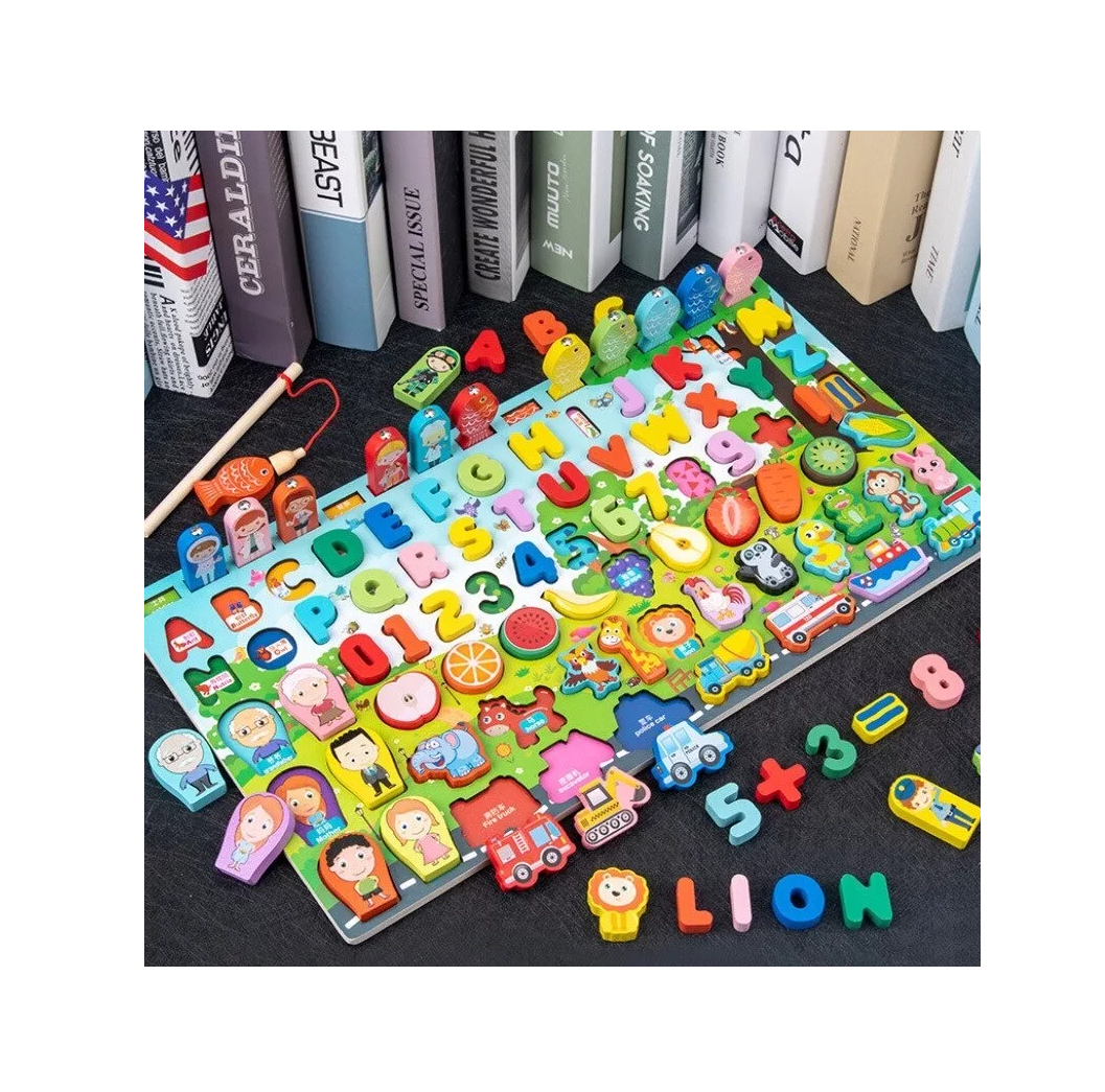 Foto 2 | Juego Educativo Tablero Pesca Letra Número Animal Para Niños, Belug Verde