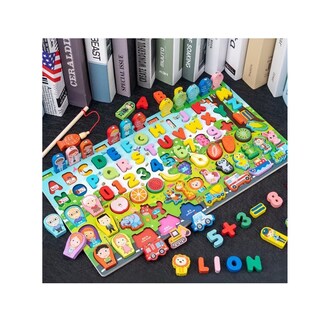 Foto 2 | Juego Educativo Tablero Pesca Letra Número Animal Para Niños, Belug Verde