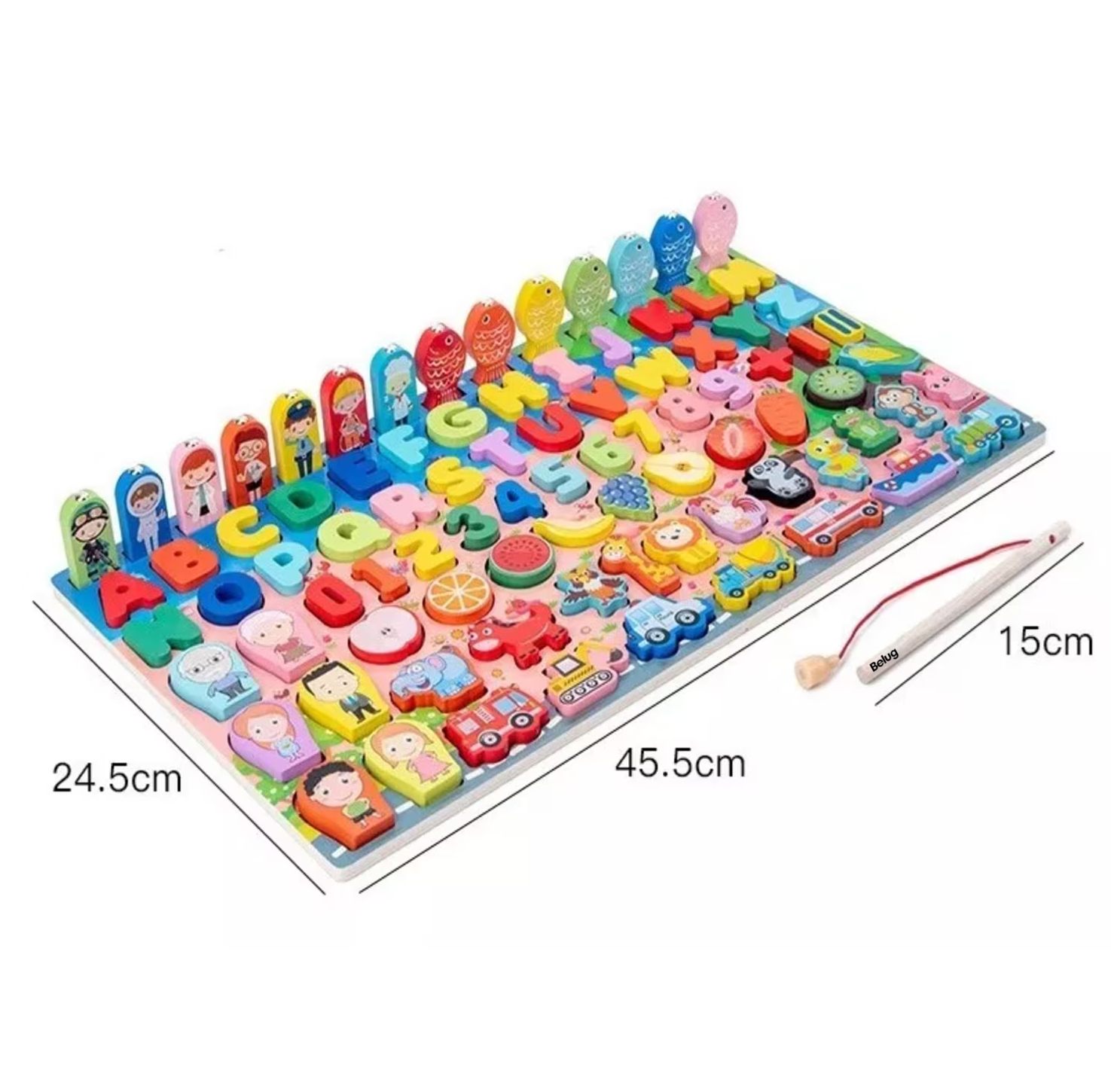 Foto 5 pulgar | Juego Educativo Tablero Pesca Letra Número Animal Para Niños Belug, Rosa