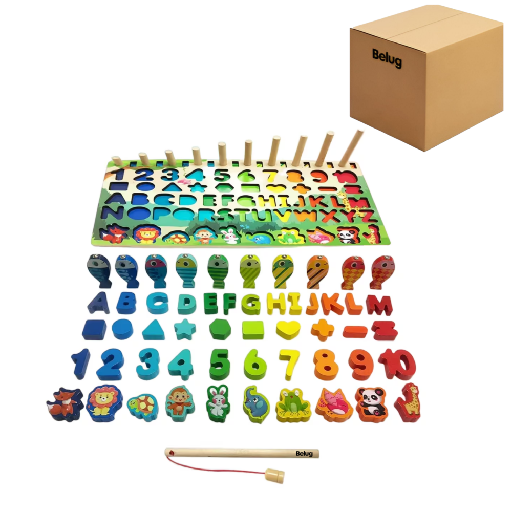 Foto 2 pulgar | Juego Educativo Tablero Pesca Letra Número Animal Para Niños Belug, Rojo