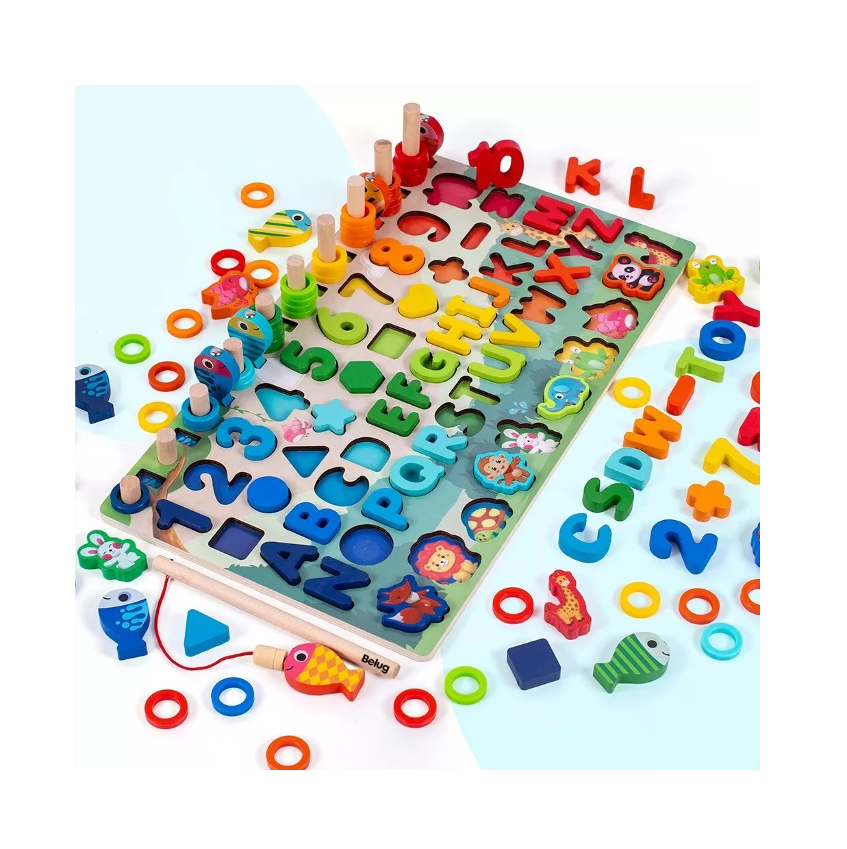 Foto 3 pulgar | Juego Educativo Tablero Pesca Letra Número Animal Para Niños Belug, Rojo
