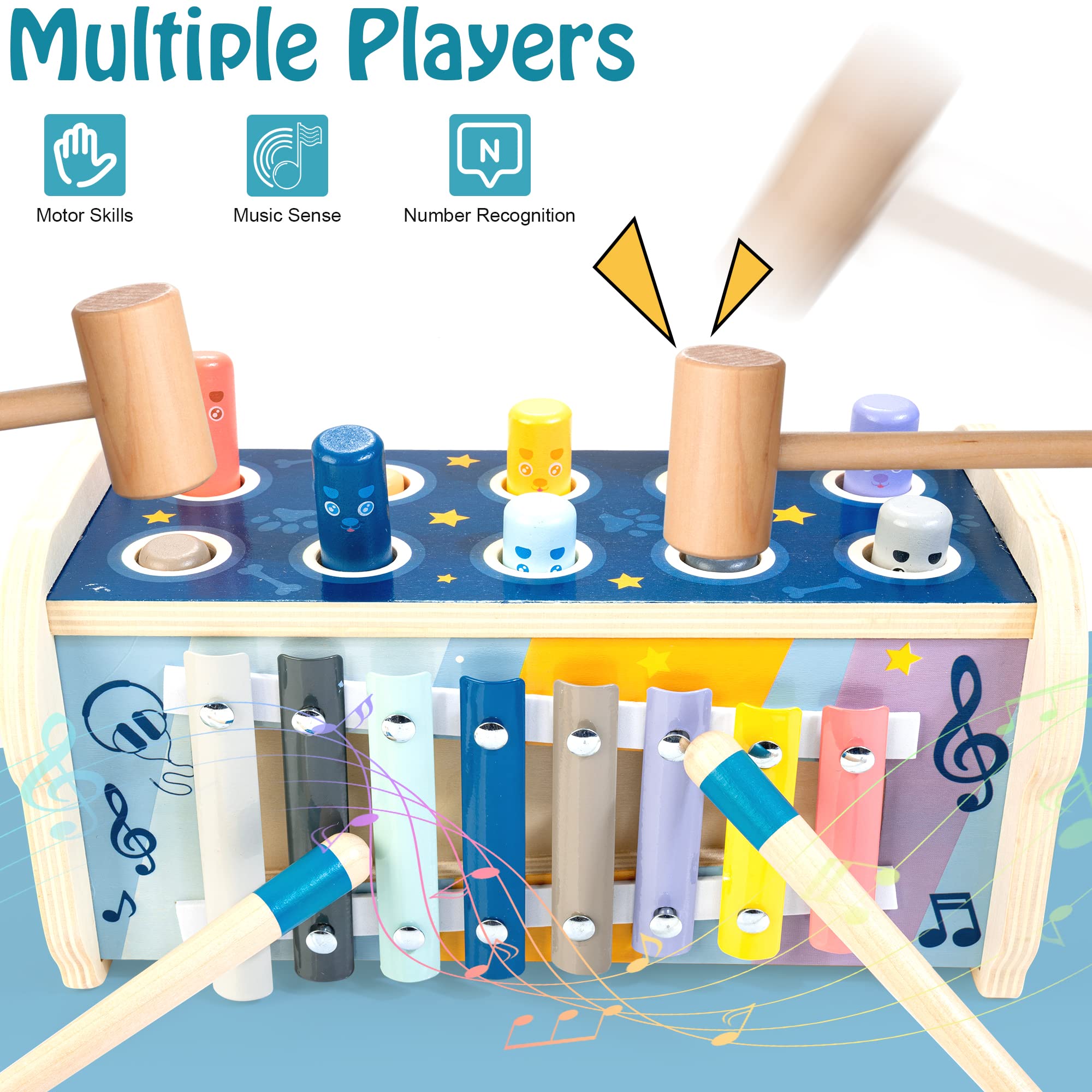 Foto 6 pulgar | Martillador De Madera Toy Kidwill Para Niños De Más De 12 Meses - Venta Internacional.