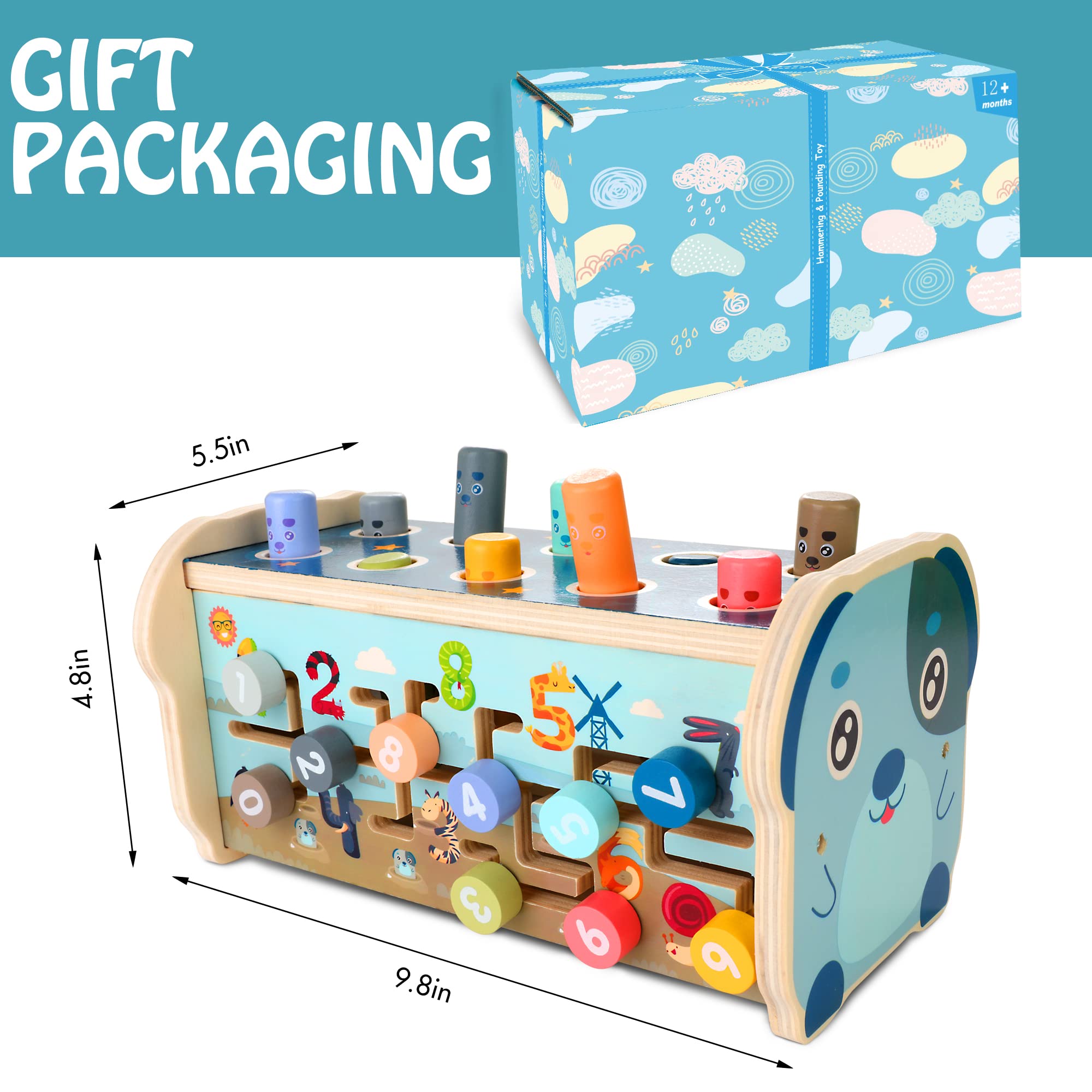 Foto 8 pulgar | Martillador De Madera Toy Kidwill Para Niños De Más De 12 Meses - Venta Internacional.