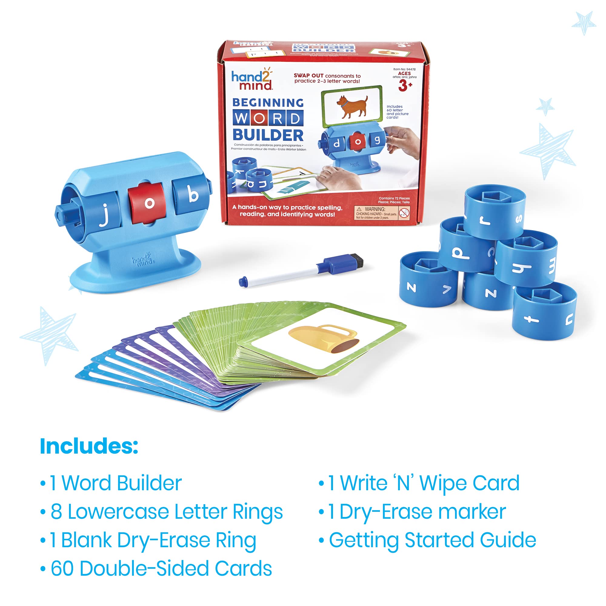 Foto 8 pulgar | Word Builder Hand2mind Juegos De Palabras Cvc Para Principiantes Para Niños De 3 A 5 Años - Venta Internacional.