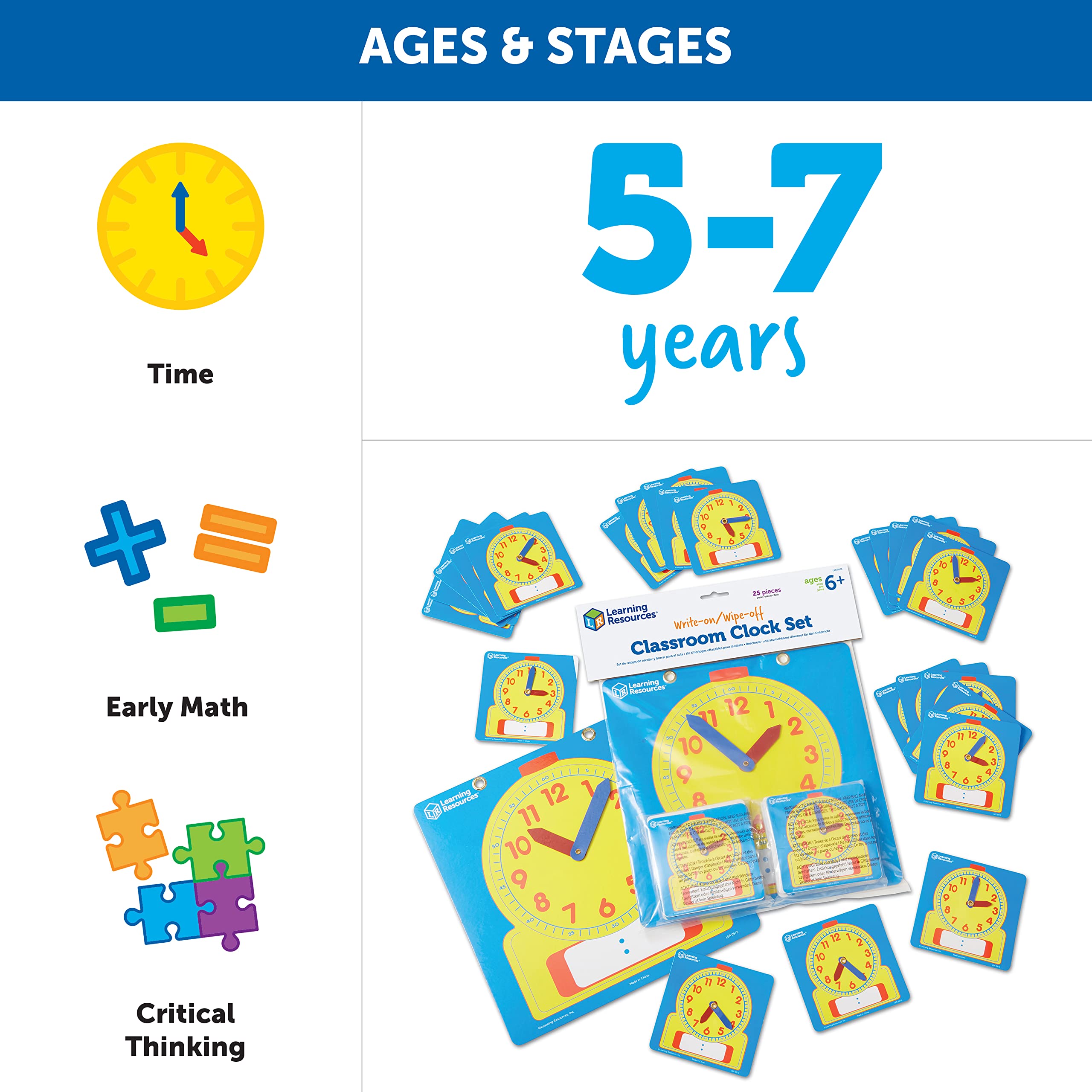 Foto 6 pulgar | Set Classroom Resources Learning Resources - Relojes Para Escribir Y Borrar, 25 Unidades - Venta Internacional.