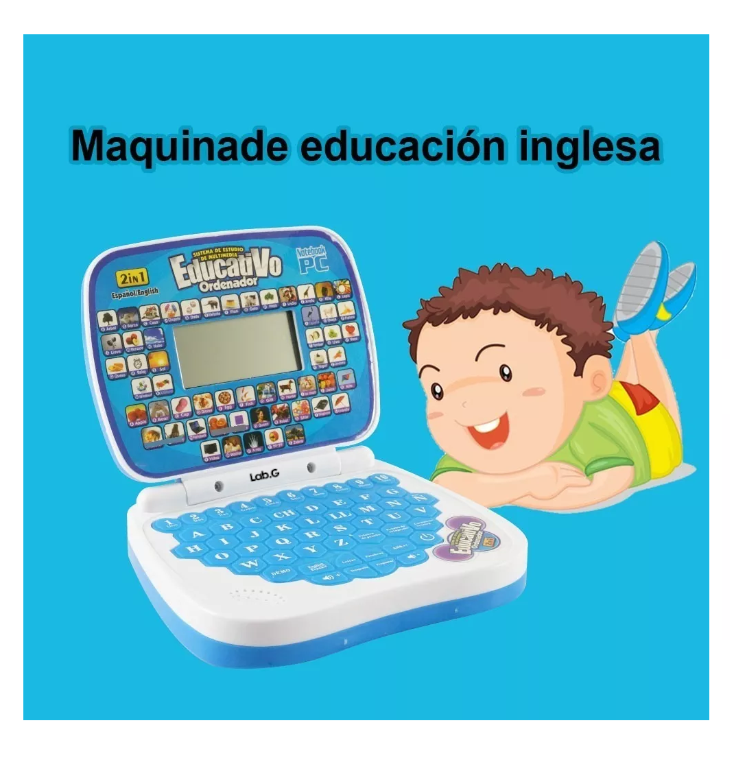 Foto 5 | Mini Computadora De Juguete Lab.g Bilingüe Español/inglés P/niños, Azul/blanco
