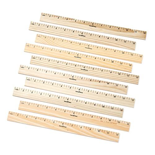 Venta Internacional-  Hand2mind De 12 Pulgadas De Madera De 12 Pulgadas Con 1/4 Divisiones, Paquete De 10