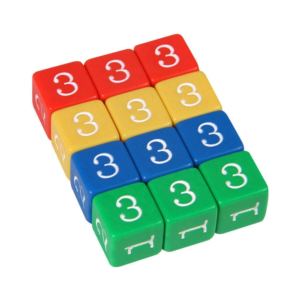 Venta Internacional-  Hand2mind Plastic 3/4 Pulgadas Número De Color Dice (juego De 12)