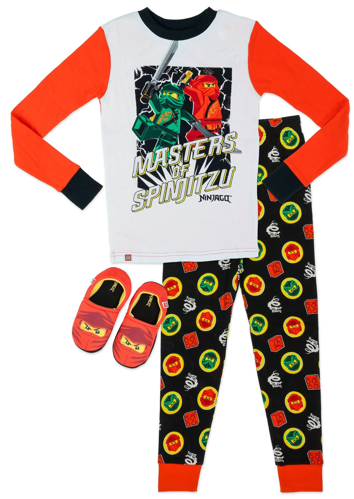 Foto 2 pulgar | Venta Internacional - Lego Ninjago Boys Pajamas De Algodón De 2 Piezas Con Zapatillas, Talla 8 Rojo