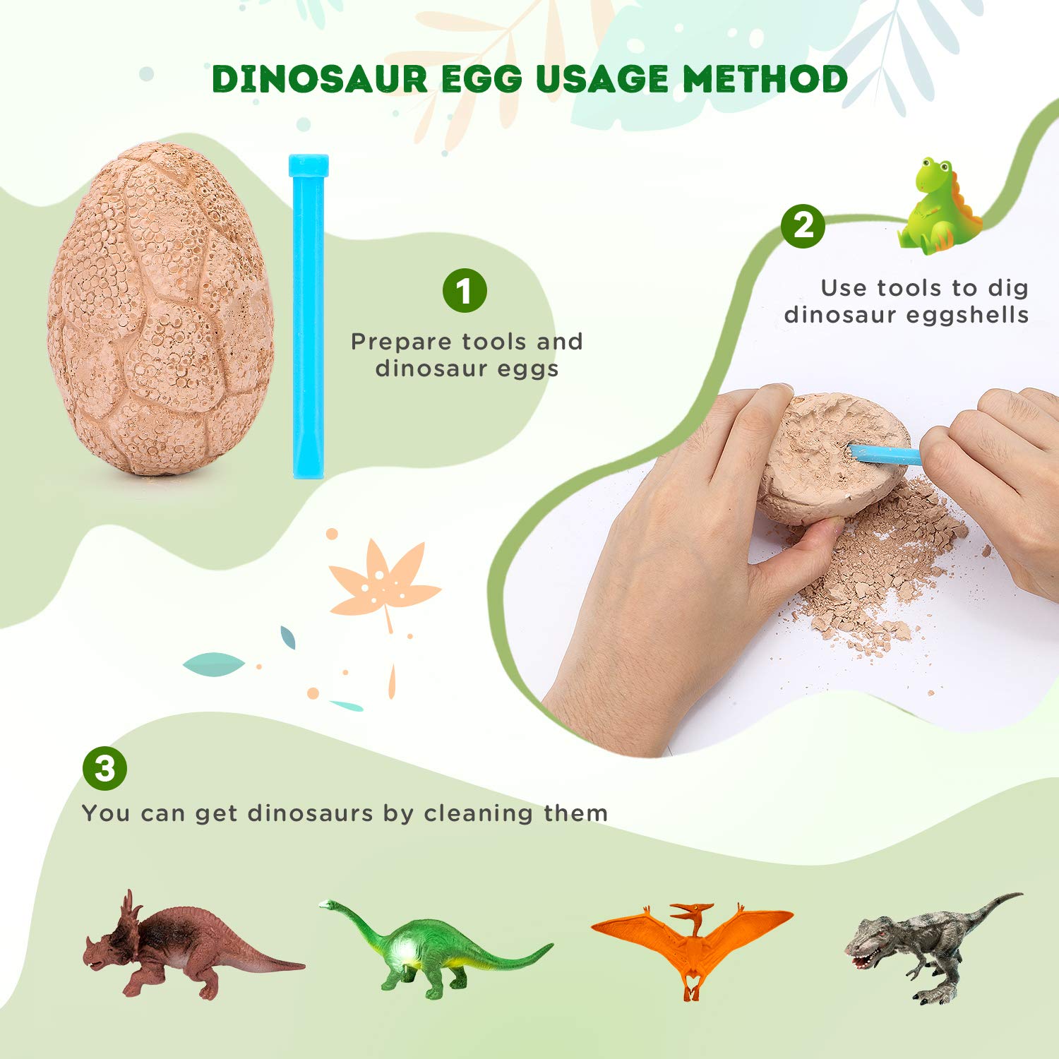 Foto 4 pulgar | Venta Internacional - Juguete Para Cavar Huevos Fósiles De Dinosaurio Con 12 Lindos Dinosaurios
