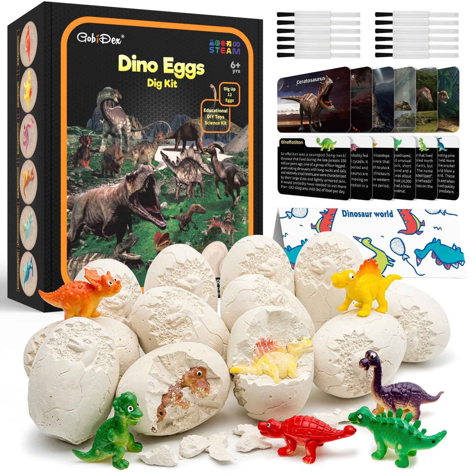Kit De Excavación De Huevos De Dinosaurio Gobidex Con 12 Juguetes De Dinosaurio - Venta Internacional.