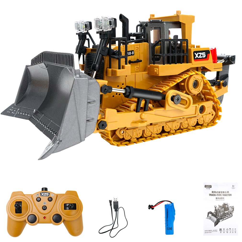 Bulldozer Rc A Escala 1:24 Con Control Remoto De 9 Canales Y 2.4 Ghz Para Excavadora Pesada - Venta Internacional.