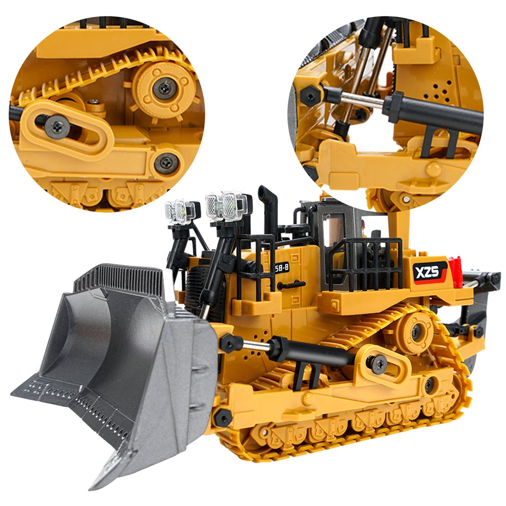 Foto 4 pulgar | Bulldozer Rc A Escala 1:24 Con Control Remoto De 9 Canales Y 2.4 Ghz Para Excavadora Pesada - Venta Internacional.