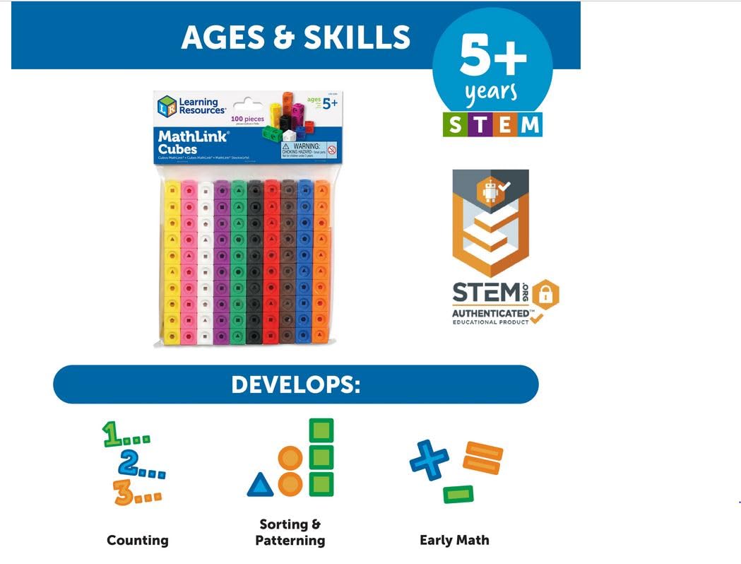Foto 8 pulgar | Juego de 100 Actividades Stem Recursos de Aprendizaje de Mathlink Cubes - Venta Internacional