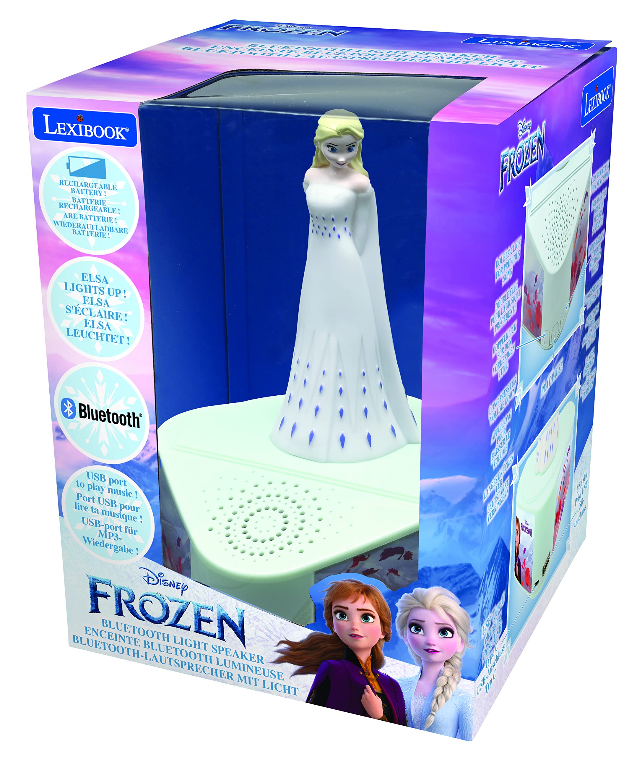 Foto 5 pulgar | Altavoz Bluetooth Lexibook Frozen Con Figura Luminosa Btd80fz - Venta Internacional.