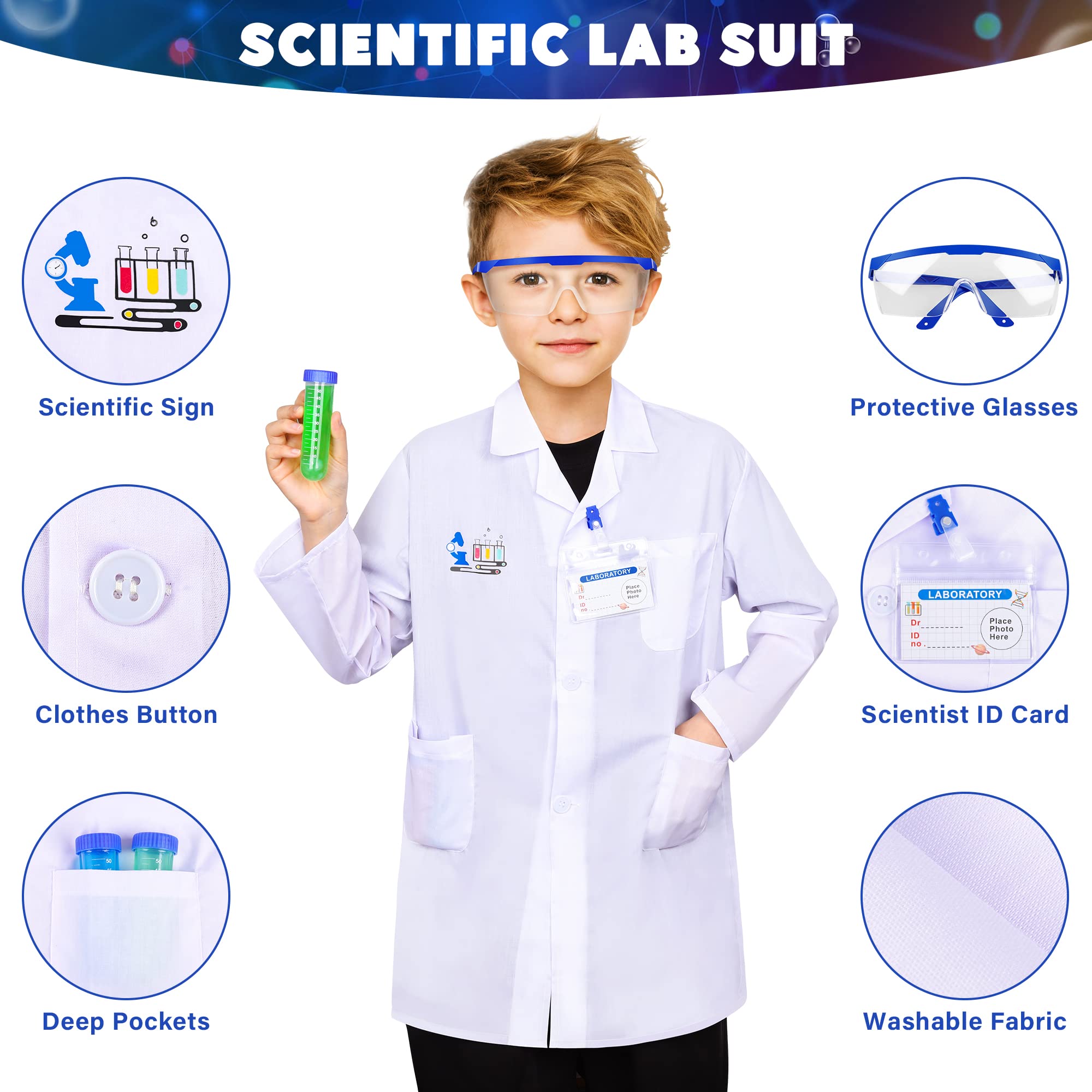 Foto 4 pulgar | Kit Científico Kuovei 120 Experimentos De Laboratorio Científico Con Disfraz Para Mayores De 6 - Venta Internacional.