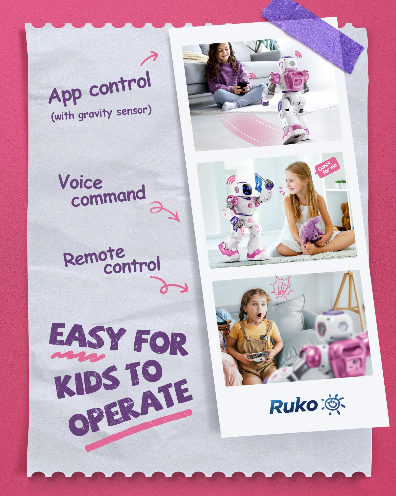 Foto 7 pulgar | Robot Inteligente De Juguete Ruko 1088 Stem Programable Para Niños, Color Rosa - Venta Internacional.