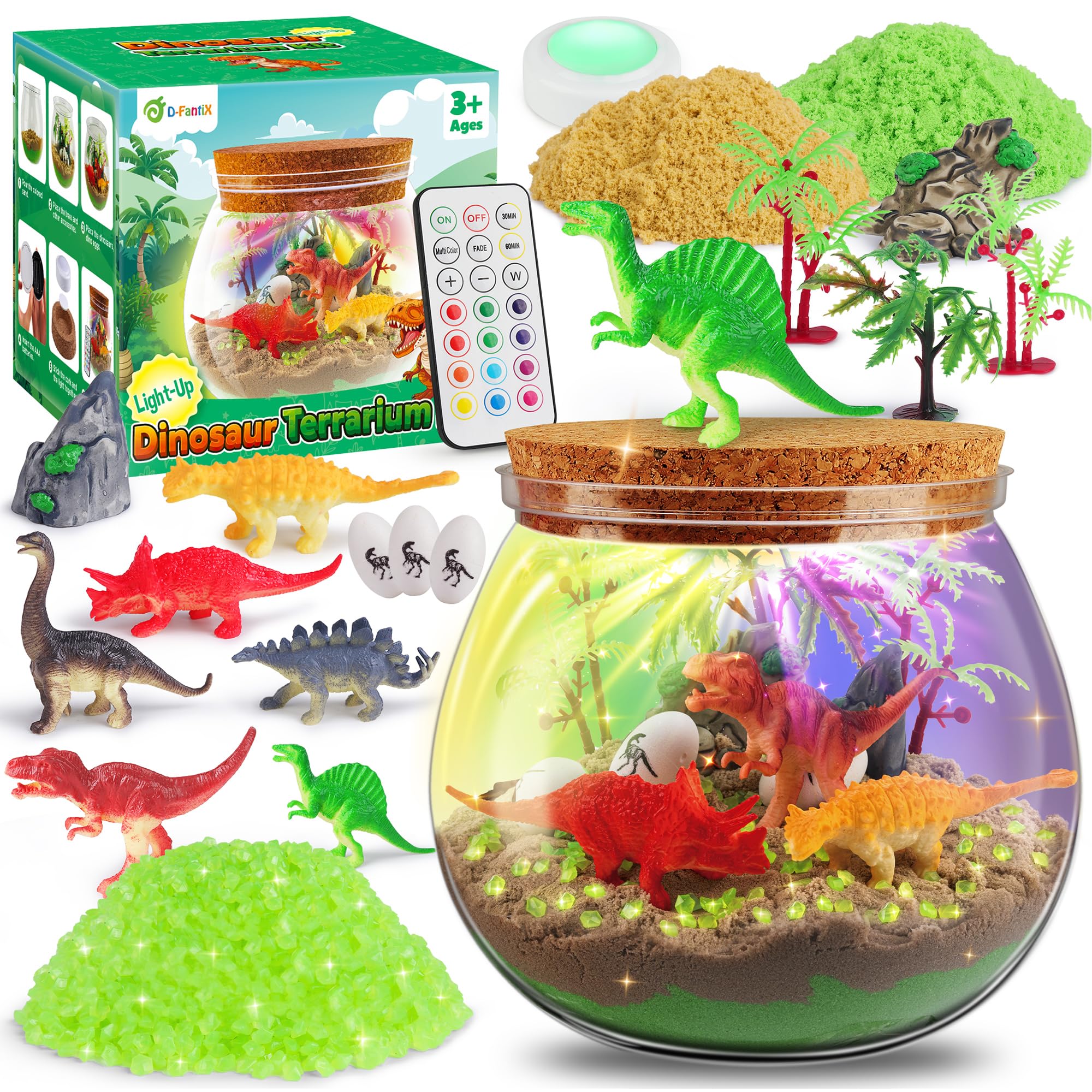 Kit De Terrario D-fantix Dinosaur Toys Con Luz Nocturna Led Para Niños - Venta Internacional.