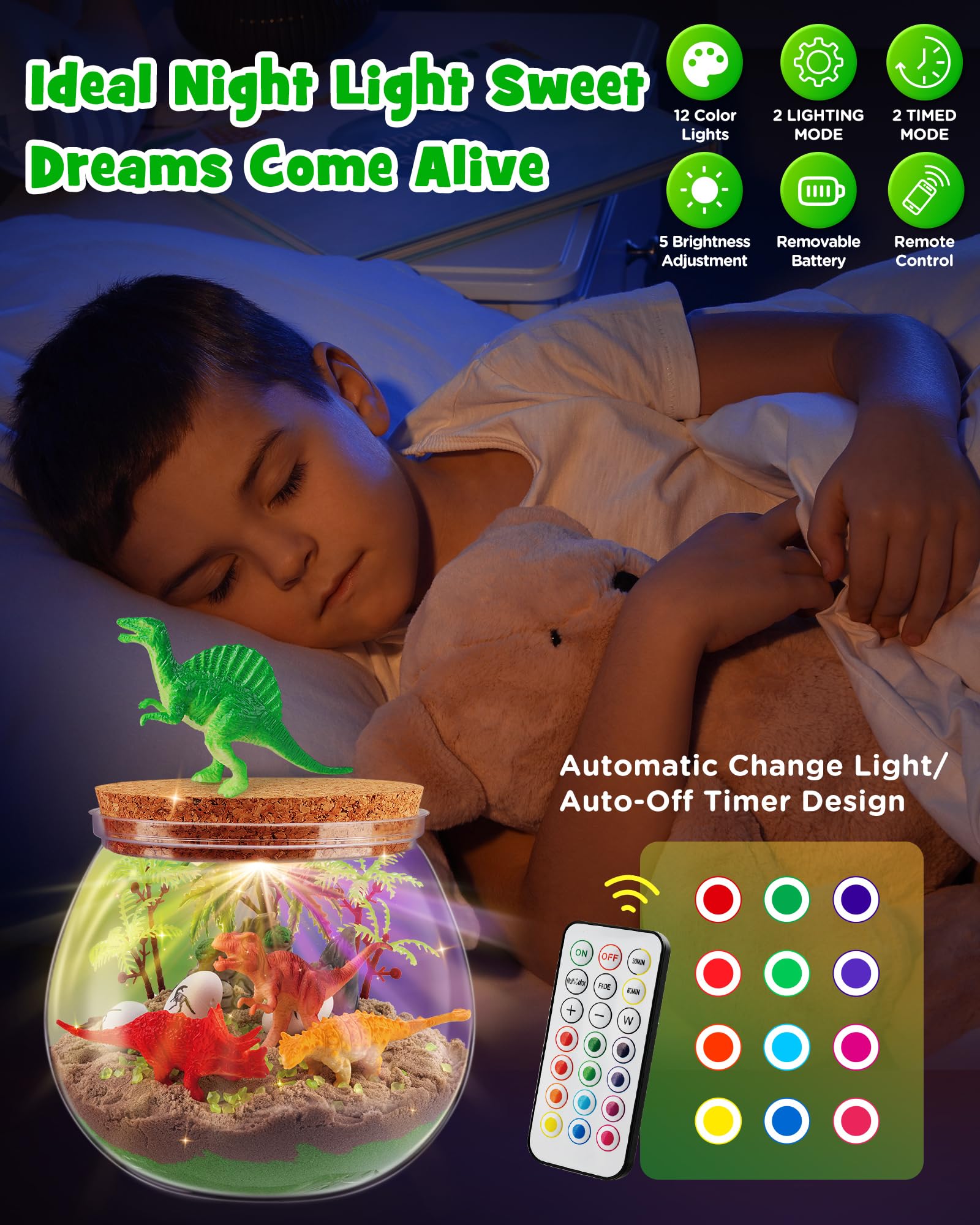 Foto 3 pulgar | Kit De Terrario D-fantix Dinosaur Toys Con Luz Nocturna Led Para Niños - Venta Internacional.