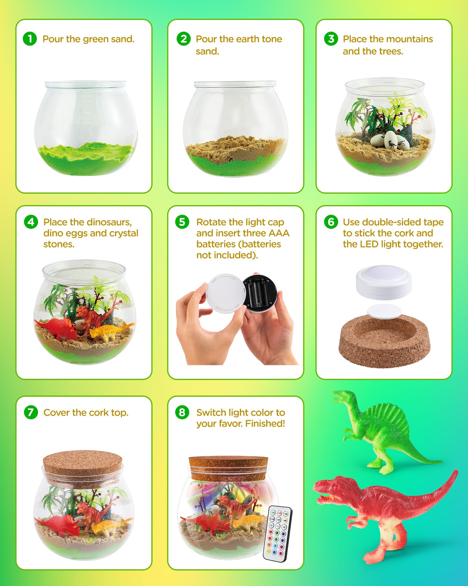 Foto 7 pulgar | Kit De Terrario D-fantix Dinosaur Toys Con Luz Nocturna Led Para Niños - Venta Internacional.