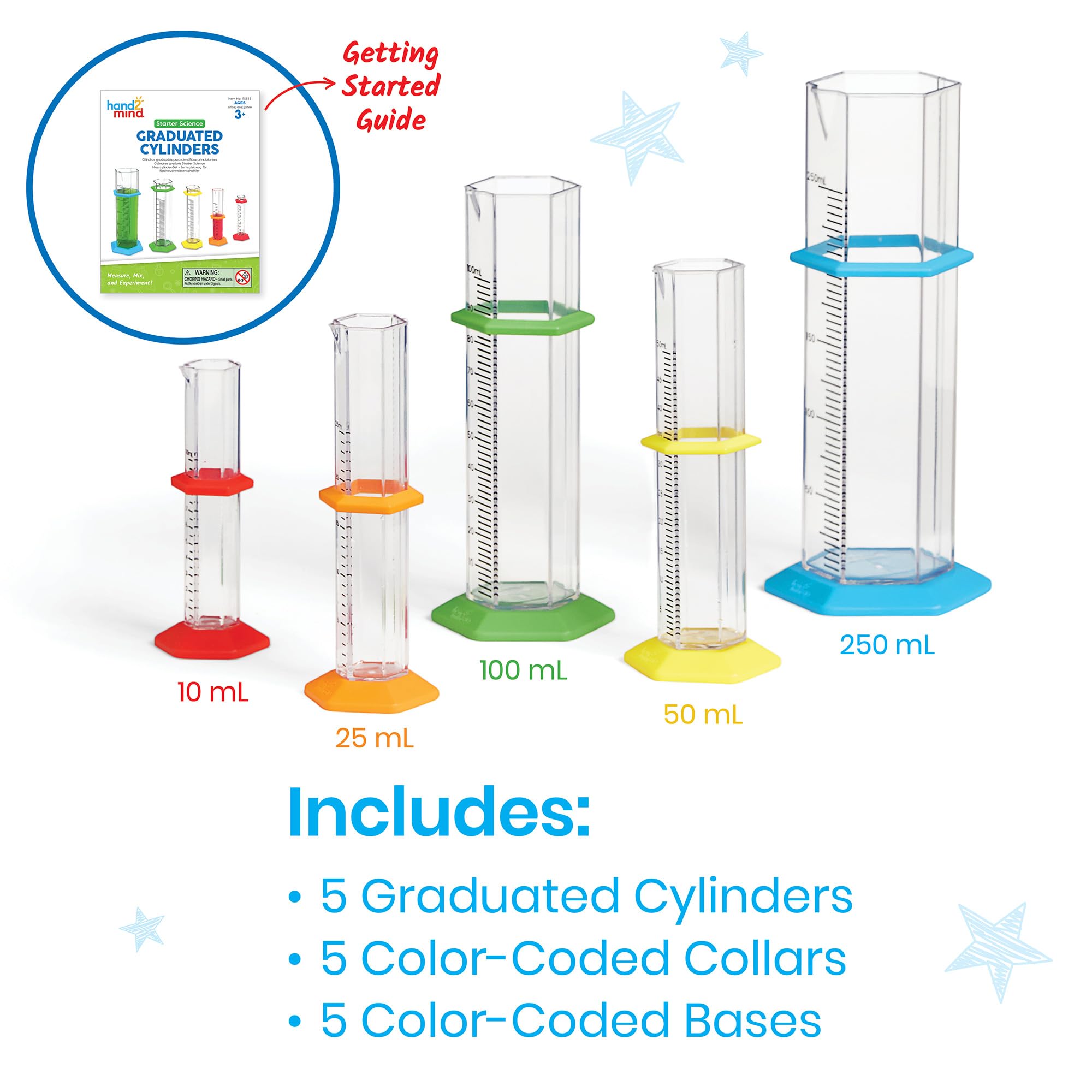 Foto 3 pulgar | Set De Cilindros Graduados Science Hand2mind Starter Kids De 10 A 250 Ml - Venta Internacional.