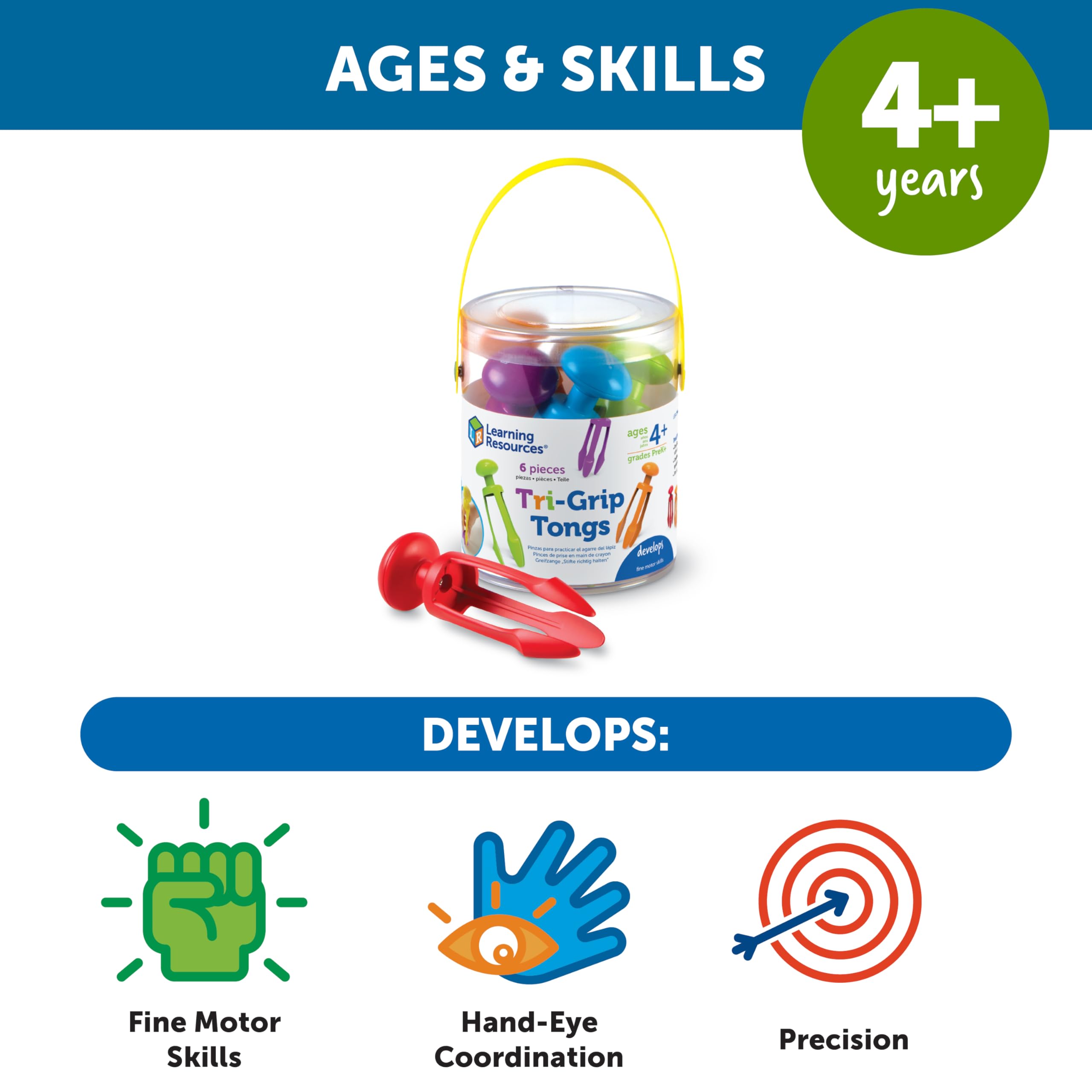 Foto 6 pulgar | Juego De 6 Pinzas Fine Motor Toy Learning Resources De 3 Puntas - Venta Internacional.